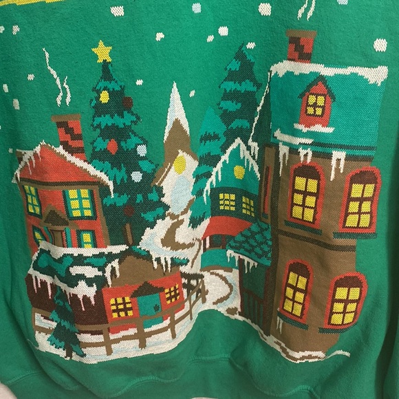 Green Christmas sweater Santa reindeer size med - Picture 4 of 5